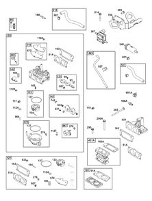 Carburetor And Fuel Supply Group Diagram and Parts List for 543477-0090-J1 400000 - 699999 Briggs and Stratton Engine